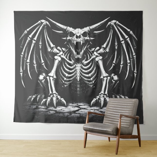 Skeleton-Drache von BurnsInHell Wandteppich (Beispiel (Horizontal))
