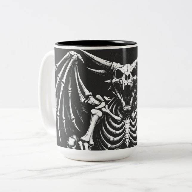 Skeleton-Drache von BurnsInHell Zweifarbige Tasse (Vorderseite Links)