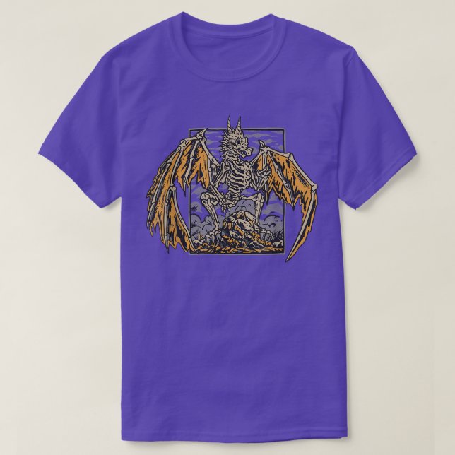 Skeleton Dragon Wings Gothic  T-Shirt (Design vorne)