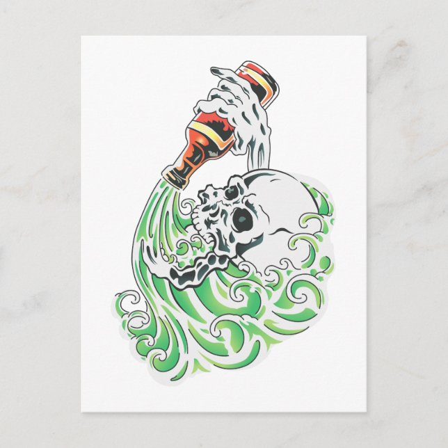 Skeleton Drink Bier Postkarte (Vorderseite)