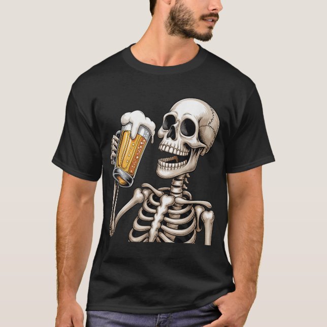 Skeleton Drink Bierknecht Halloween Spooky Saison T-Shirt (Vorderseite)