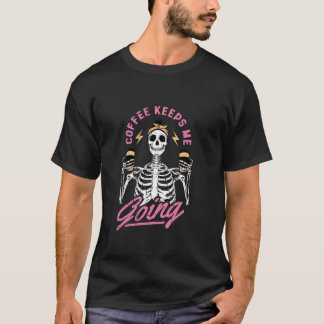 Skeleton Drink Kaffee Halloween Design Funny Sk T-Shirt