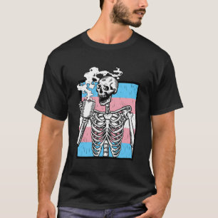 Skeleton Drink Kaffee LGBb-Q Transgender Pride T-Shirt