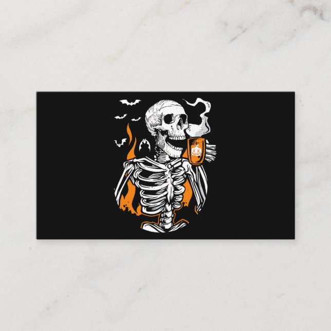 Skeleton Drink Kaffee Lover Funny Boo Halloween Co Visitenkarte (Vorderseite)
