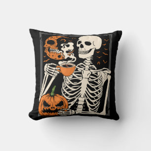 Skeleton Drink Kaffee Lover Halloween Schädel Kissen