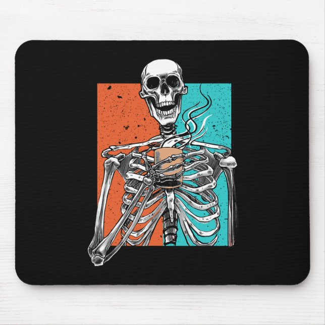 Skeleton Drink Kaffee Lover Witziges Halloween Sku Mousepad (Vorne)