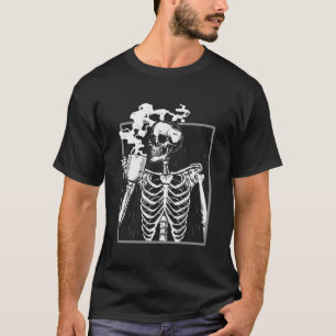 Skeleton Drink Kaffee Lover Witziges Halloween Sku T-Shirt