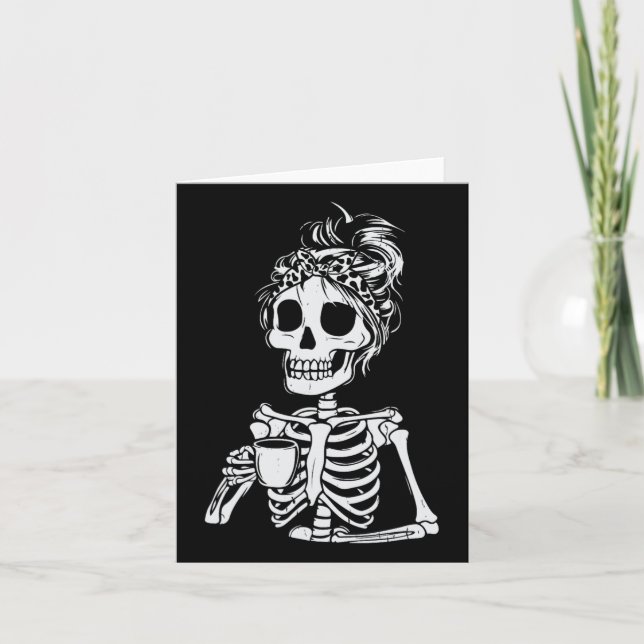 Skeleton Drink Kaffee Skull Funny Halloween Wom Karte (Vorderseite)