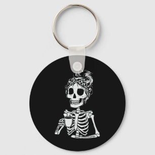 Skeleton Drink Kaffee Skull Funny Halloween Wom Schlüsselanhänger