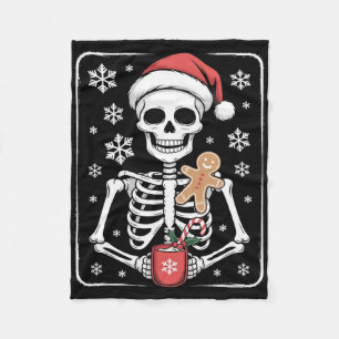 Skeleton Drink Kaffee Weihnachtsmannmütze Weihnach Fleecedecke