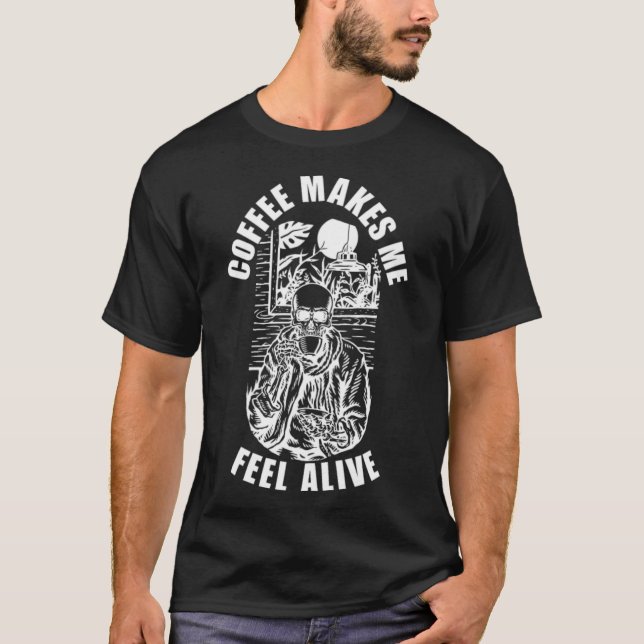 Skeleton Drink Kaffeetasse Geschenk T-Shirt (Vorderseite)