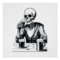 SKELETON DRINKING BIER