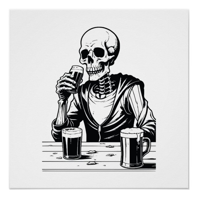 SKELETON DRINKING BIER POSTER (Vorderseite)
