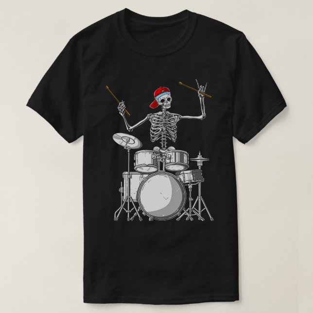 Skeleton Drummer Halloween Costume Playing Drums G T-Shirt (Design vorne)