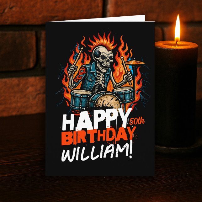 Skeleton Drummer Musicians Birthday Card Funny Karte (Von Creator hochgeladen)