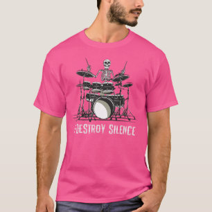 Skeleton Drummer Skull Drum Set Metal Rock Band T-Shirt