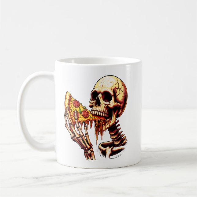 Skeleton Eating Pizza Kaffeetasse (Links)