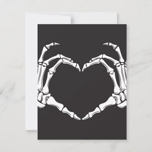 Skeleton Ein Herz machen Feiertagskarte (Vorderseite)