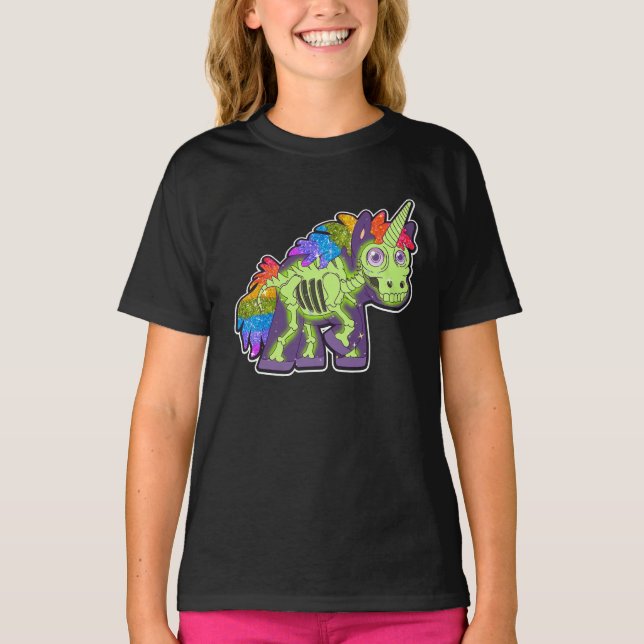 Skeleton Einhorn Halloween T-Shirt (Vorderseite)