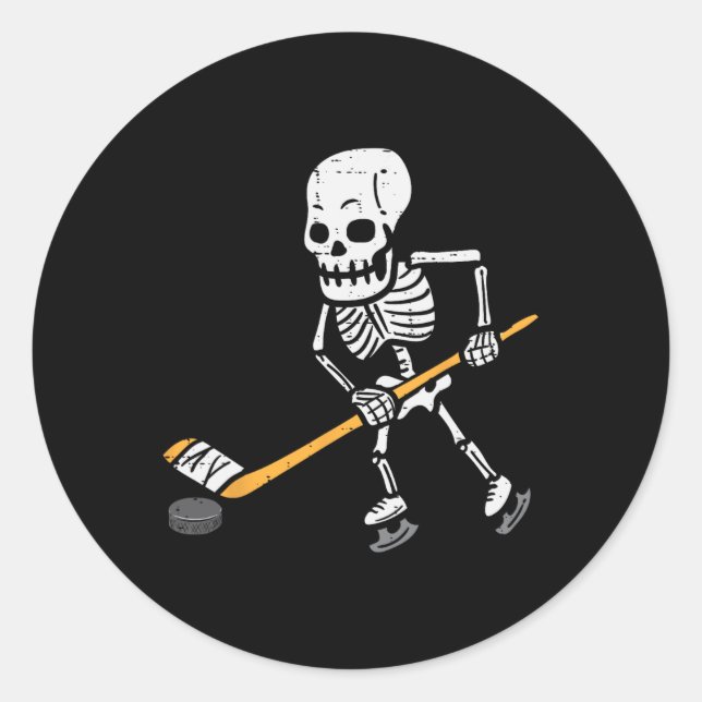 Skeleton Eishockey Halloween Kostüm Spor Men Boy Runder Aufkleber (Vorderseite)