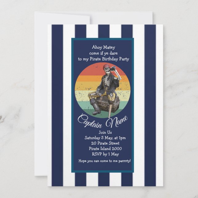 Skeleton Epic Pirate Party Einladung (Vorderseite)