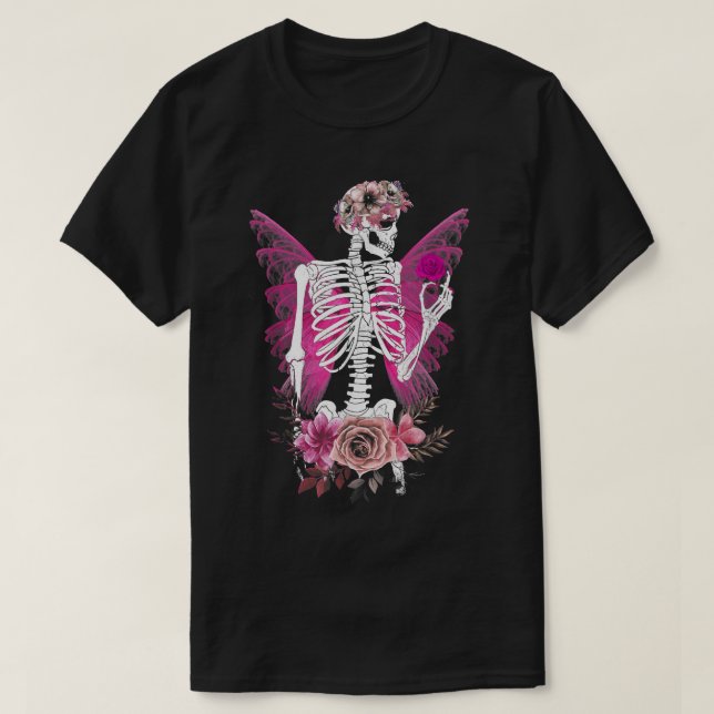 Skeleton Fairy Grunge Blume Halloween C T-Shirt (Design vorne)