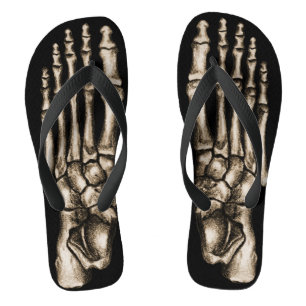 Skeleton Feet Funny Foot Bones Spooky Black Flip Flops