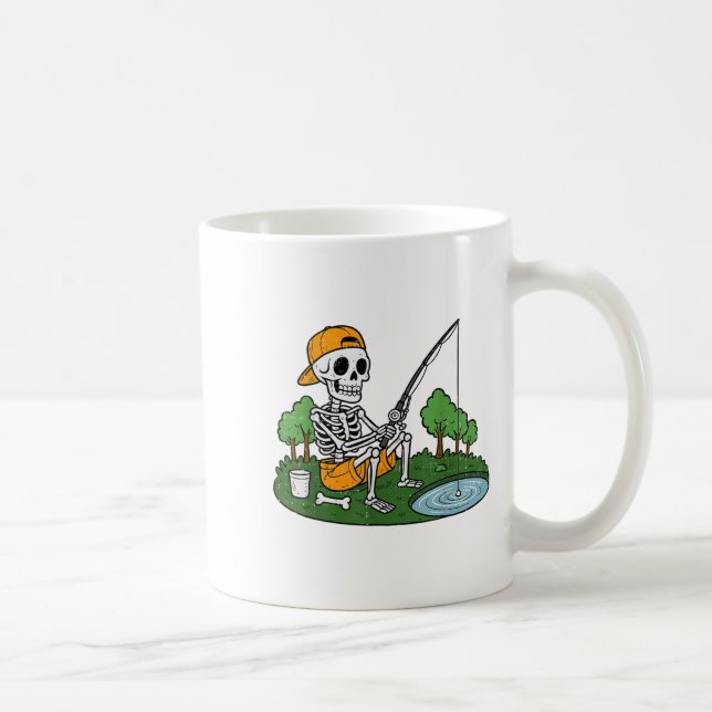 Skeleton Fischen Halloween Soky Fisherman Fish Men Kaffeetasse (Rechts)