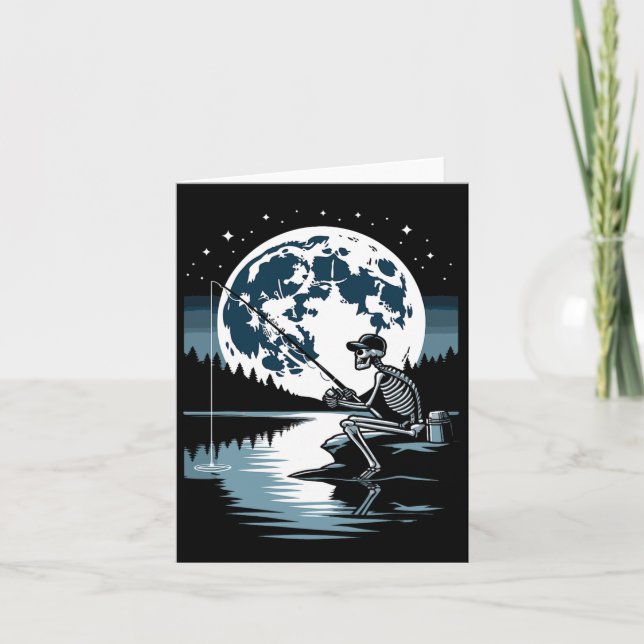 Skeleton Fischen Halloween Spooky Fisherman Under Karte (Vorderseite)