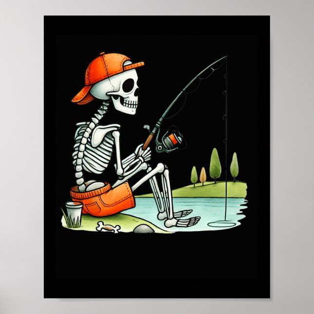Skeleton Fishing Halloween Costume Funny Fishing B Poster (Vorne)