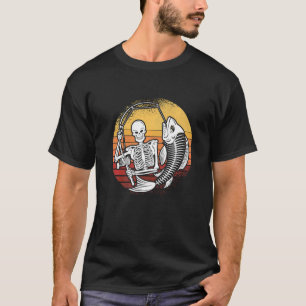 Skeleton Fishing Lazy Halloween Kostüm Retro Fisch T-Shirt