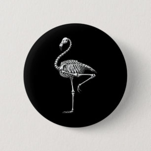 Skeleton Flamingo Halloween Button