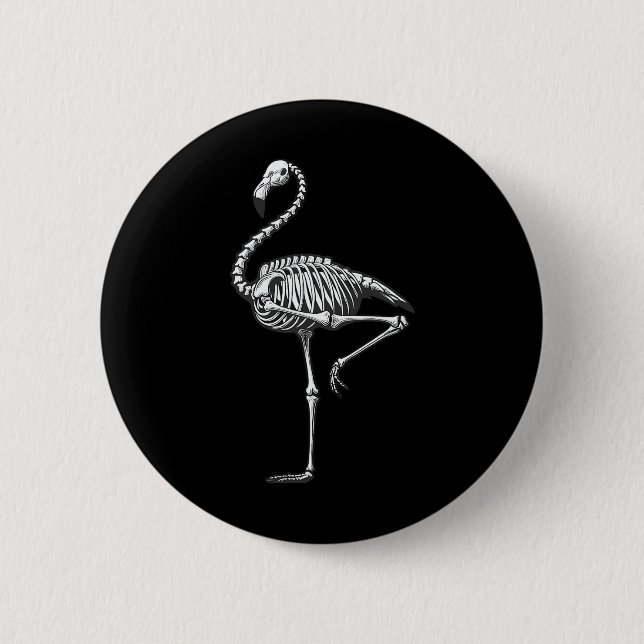 Skeleton Flamingo Halloween Button (Vorderseite)