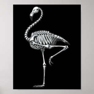 Skeleton Flamingo Halloween Poster