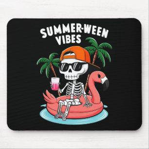 Skeleton Flamingo Summerween Vibes Halloween Boys Mousepad