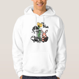 Skeleton-Fledermaus- und rosa-Hasen-Zen-Garten-Kun Hoodie