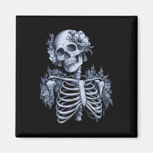 Skeleton Floral Skull Halloween Gothic Occult Wome Magnet
