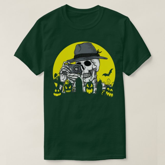 Skeleton Fotograf Halloween Kostümkamera Moo T-Shirt (Design vorne)