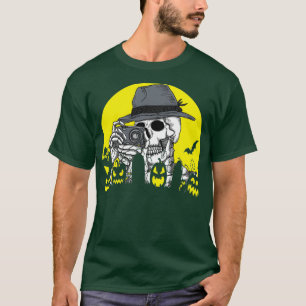 Skeleton Fotograf Halloween Kostümkamera Moo T-Shirt