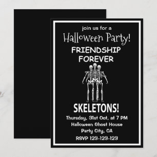 Skeleton Freundschaft für immer Halloween-Party Einladung