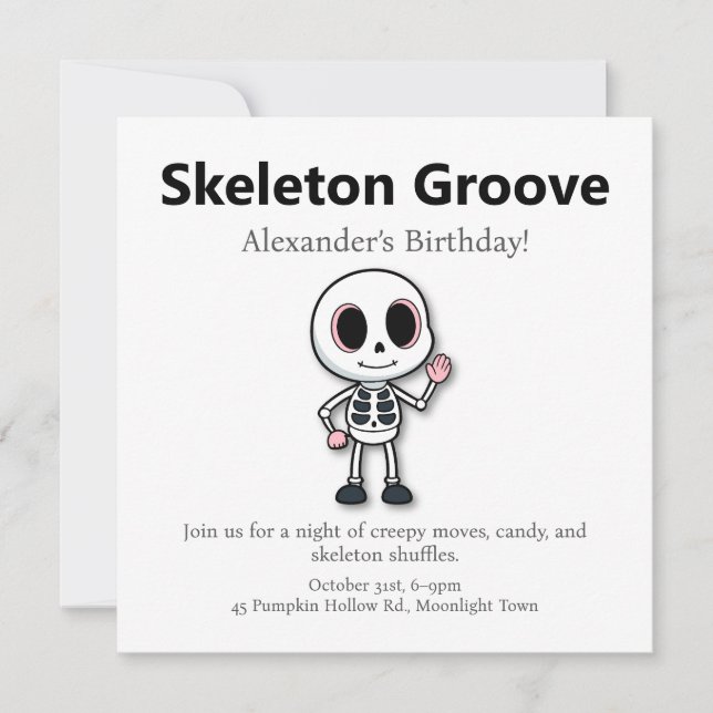 Skeleton Fun | Halloween-Party Feiertagskarte (Vorderseite)