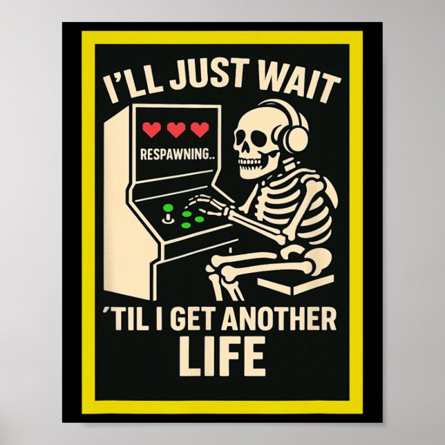Skeleton Gamer Arcade Design – Funny Retro Gaming  Poster (Vorne)