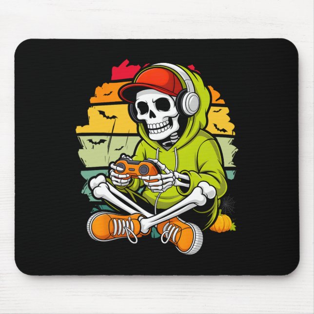 Skeleton-Gamer Faules Halloween-Kostüm Cool Video- Mousepad (Vorne)