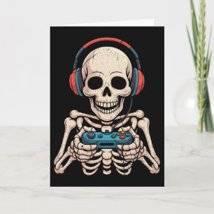 Skeleton-Gamer-Kopfhörer Lustiger Halloween-Gaming Karte