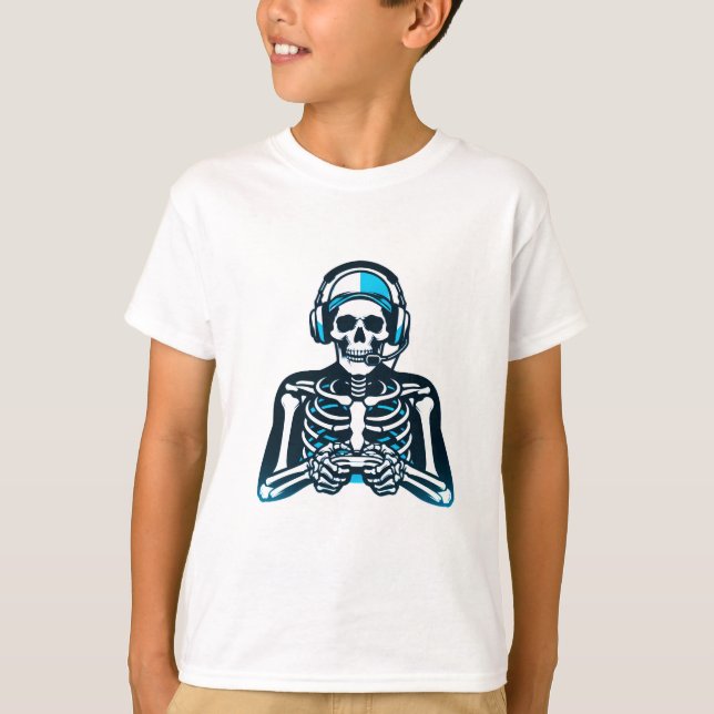 Skeleton Gamer Skull - Gaming Headset Controller D T-Shirt (Vorderseite)