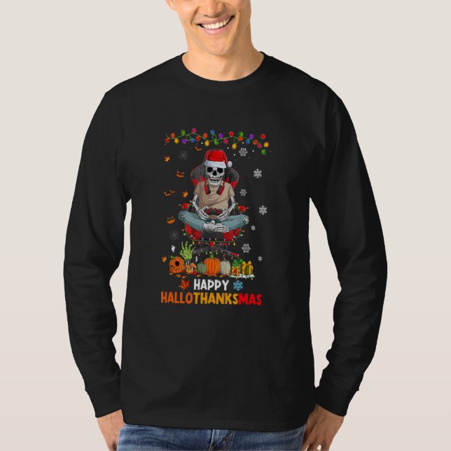 Skeleton Gamer Video Game Happy Hallothanksmas Boy T-Shirt (Vorderseite)