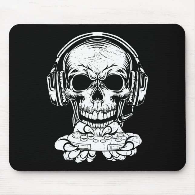 Skeleton Gaming Spooky Cloud Video Game Fan Mousepad (Vorne)