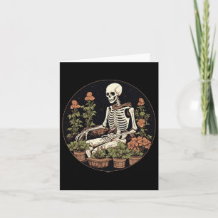 Skeleton Gardener Pflanze Halloween Garening Karte