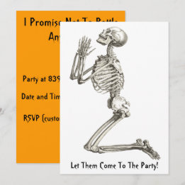 Skeleton Gebet Halloween Einladung