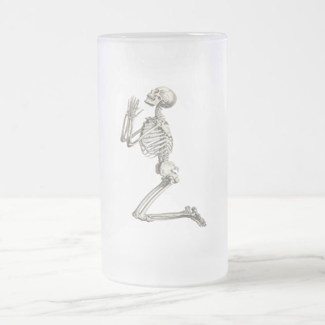 Skeleton Gebet Halloween-Tasse Mattglas Bierglas (Mittel)